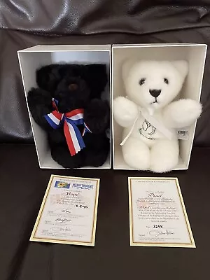 MERRY THOUGHT Teddy Bears Limited Edition Hope & Peace 911 Bears X2 Boxed • £15