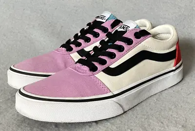 Vans Off The Wall Womens Size 6.5 Shoes Sneakers Black White Purple 508731 • $9.99