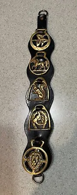 Rare Five Miniature Horse Brasses On Leather Martingale.  • $55