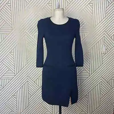 $71.99 • Buy PETIT BATEAU X CARVEN Navy Blue Mini Dress 3/4 Sleeve Side Slit Size US Small