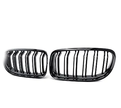 Double Line Gloss Black Front Center Grille 2PCS For 2009-2012 BMW 3 Series E90  • $55.49