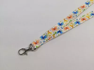 Pretty Colorful Butterflies 5/8  Wide ID Lanyard With Lobster Claw Clasp Or Clip • $11