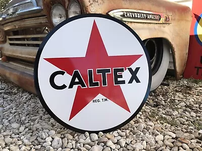Antique Vintage Old Style Caltex Chevron Gas Oil Sign  • $76.50