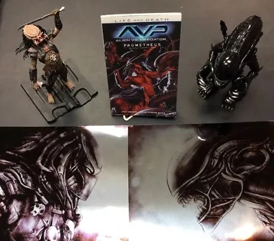 Aliens Vs Predator Metal Chromium Painted Halycon Medicom Alien Figure Statue • £216.95