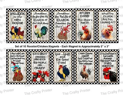 SET Of TEN Rooster And Chicken MAGNETS - Cute And Humorous - Shipping FREE! • $15.50