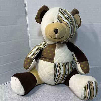 Eddie Bauer Patchwork Teddy Bear 10  Plush Stripes Brown Beige  Tan Stuffed • $20