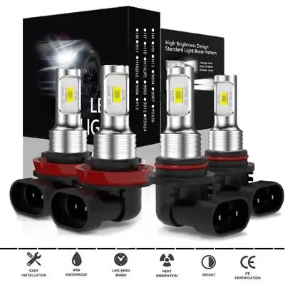 9005+H11 LED Headlight Combo High Low Beam Bulbs Kit Super White Bright Lamps A+ • $24.99