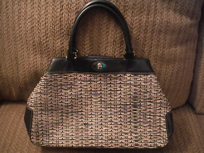 ETIENNE AIGNER Black & Brown Wicker Purse Handbag • $19.94