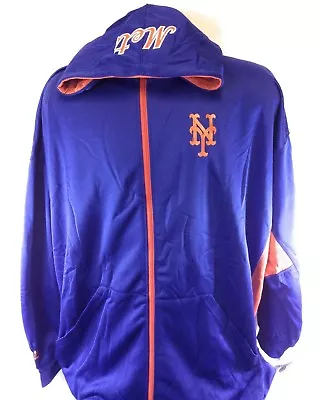 Mens MLB Majestic NY New York Mets Full Zip Poly Fleece Baseball Jacket • $39.99