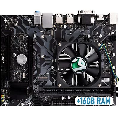 Motherboard With Processor Heatsink And 16GB RAM Included Quadcore M-ATX RS232 • $280.73