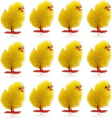 Mini Yellow Fluffy Plush Easter Chicks Bonnet Baby Chicks Easter Decoration • £3.99