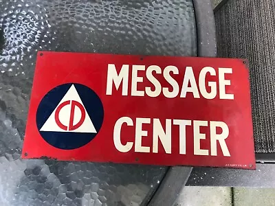 Vintage Civil Defense CD Message Center Sign J.C. Gury Co L.A. • $120