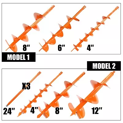 4  6  8  12  Orange Earth Auger Drill Bit For Gas Powered Post Fence Hole Digger • $77.76