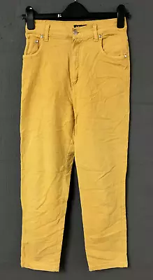 Vintage 80s 90s High Waist Yellow Denim Retro Tapered Jeans Size 6 W 24  L 26  • £14.99