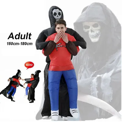 Adult Inflatable Grim Reaper Fancy Dress Costume Mens Skeleton Costume • £14.99