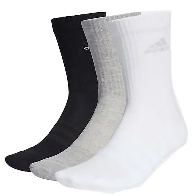 $35.11 • Buy Adidas 3er Set Crew Socks Tennis Socks Sports Socks White Grey Black 37-45