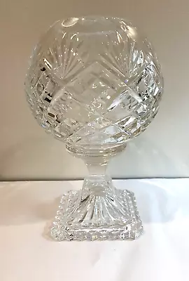 Vintage Polish Brilliant Cut Lead Crystal Rose Bowl Pedestal Pineapple Stem • $38