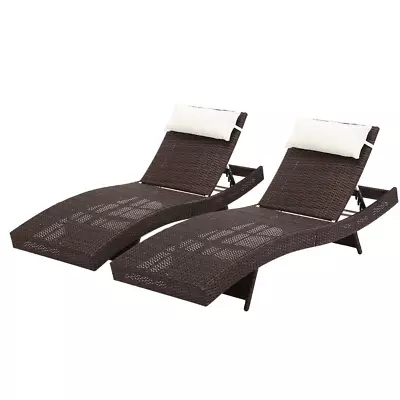 $289.40 • Buy Outdoor Sun Lounge Setting Wicker Lounger Day Bed Rattan Patio Furniture Brown