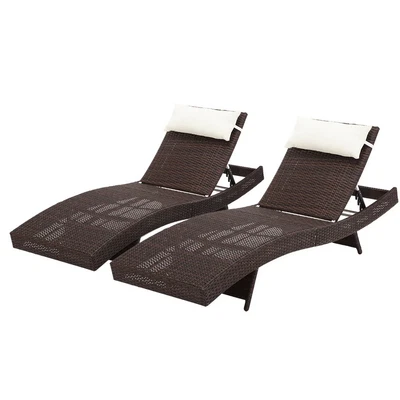 $289.40 • Buy Outdoor Sun Lounge Setting Wicker Lounger Day Bed Rattan Patio Furniture Brown