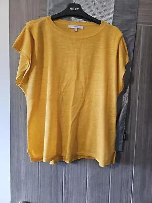 Ladies Next Mustard Yellow Linen Mix Jumper Size 14 • £3.99