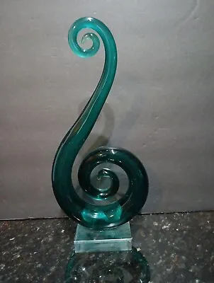 12  Green/Teal Murano Style Hand Blown Art Glass Musical Clef Note 12  VGUC • $26.24