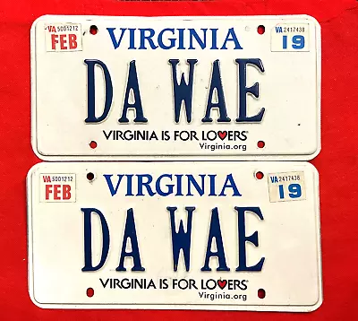 Virginia License Plate Pair DA WAE .... Expired / Vanity / Personalized • $12.95