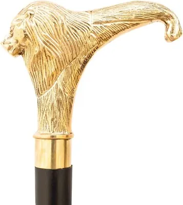 Solid Brass Lion Head Handle Wooden Walking Stick Cane Vintage Designer Handmade • $33.66