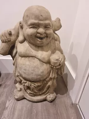 Large Laughing Buddha Statue Stone Garden Outdoors Indoors • £25