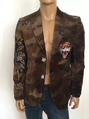 Ed Hardy Camo Men’s Velvet Tiger Blazer Jacket Size L • $80.99