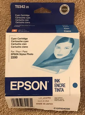Epson Stylus Photo 2200 Ink Cartridge TO342 Cyan Expired • $8