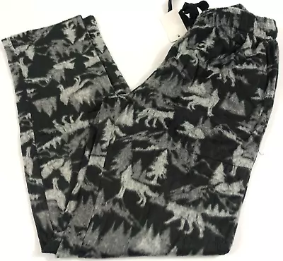 Cuddl Duds Cozy Fleece Pajama Pants Men Small Pockets Elastic Waist Wolf Dog • $14.99