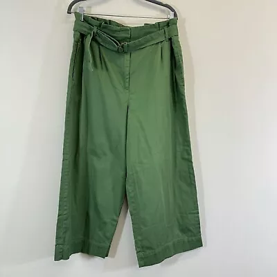 J. Crew Mercantile Women’s Paper Bag Wide Leg Crop Pants Size 12 Green Belted • $24