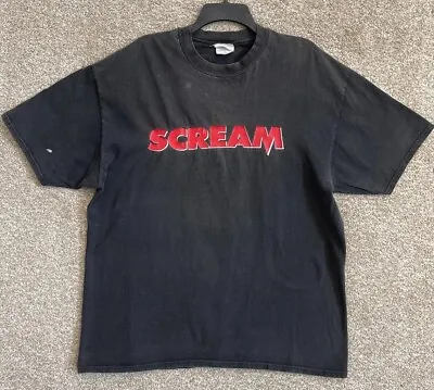 Vintage Distressed Mens Scream Movie Promo Black Short Sleeve T-Shirt Size XL • $149.99