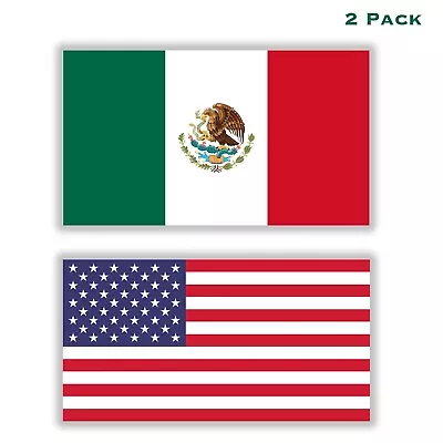 2 Pack Mexico & US American Flag Sticker Mexican USA MX Decal CAR TRUCK WINDOW • $6.99