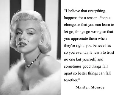 Marilyn Monroe Quotes  I Believe Famous Quote 8 X 10 Photo Picture Bwpk1 • $9.99