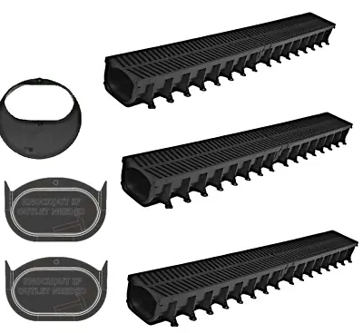 £37.90 • Buy Garage Water Drainage System Channel & Grate 3m Kit Outlet & End Stops