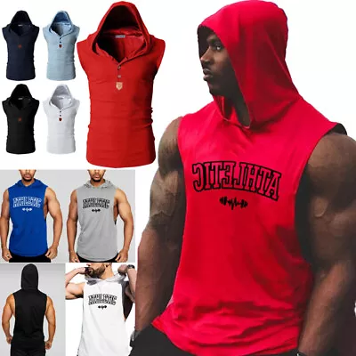 Men Sleeveless Hooded Vest Tank Tops Sweatshirt Gym Workout Hoodie Muscle Shirt • $11.95