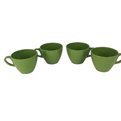 Avocado Green Melamine Melmac Coffee/Tea Cups Set Of 4 Vintage Mid Century MCM • $19.99