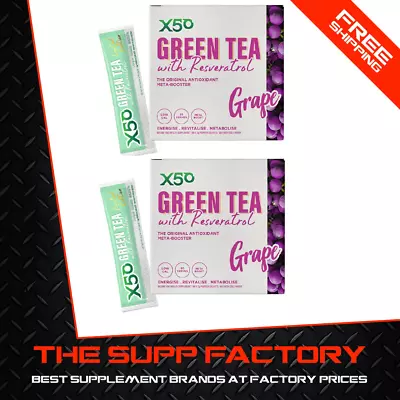 X50 GREEN TEA 60srv GRAPE Twin Pack | Fat Burner Weight Loss Detox Antioxidant • $89.95