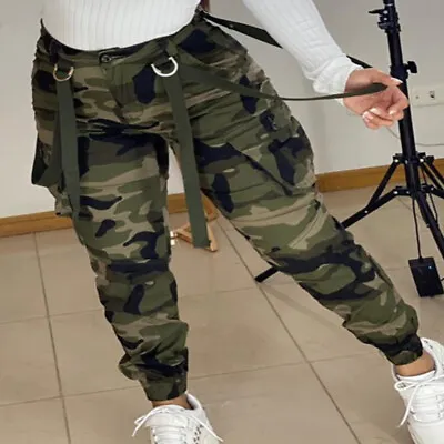 Womens Camo Print Joggers Trousers Ladies Tracksuit Bottoms Jogging Gym Pants UK • £14.29