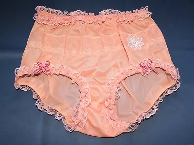 #A18 2XL/ElasticW.24-44  Vintage Style Orange Nylon Full Briefs Panties Knickers • $11.99