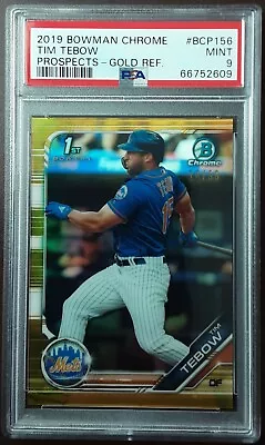 $99.99 • Buy TIM TEBOW RC #/50 Gold Refractor 2019 Bowman Chrome Prospects #BCP156 PSA 9
