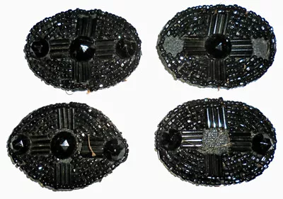 Vintage Antique Mourning Beaded Victorian Black Adornment Applique Trim Lot • $29.99