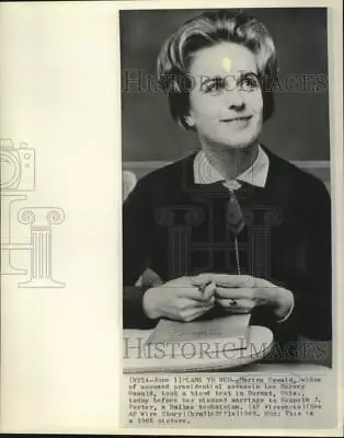 1965 Press Photo Marina Oswald Sits At Desk With Textbook - Now34735 • $19.99