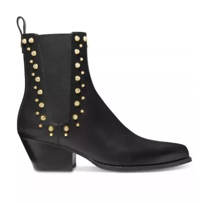 MICHAEL KORS Women's Kinlee Leather Studded Pull-On Chelsea Boots Black • $49.99