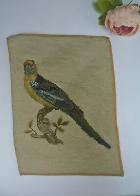  Vintage Hand Made Mid Century Tapestry Embroider Bird 15-1/2   • $29.99