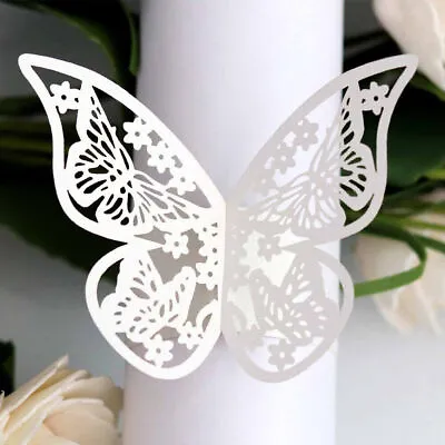 £32.59 • Buy Paper Napkin Rings Butterfly Laser Cut Napkin Holder Buckle Wedding Party Decor-