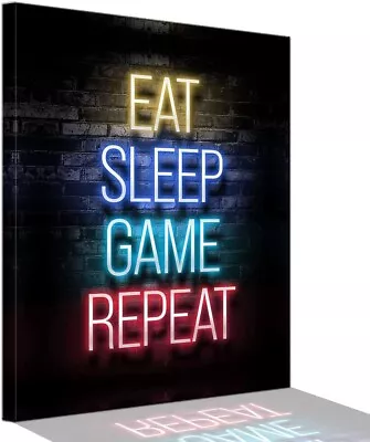 Gaming Themed Game Room Wall Art Eat Sleep Game Repeat Quote Poster Print ArT • $25.99