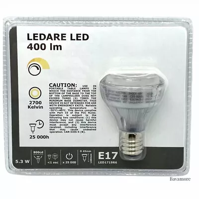 IKEA LEDARE LED Bulb E17 Reflector R14 400 Lm Warm Dimming 2700 K 5.3 W NEW • $14.50