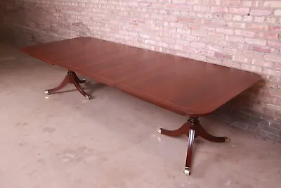 Kindel Furniture Georgian Mahogany Double Pedestal Extension Dining Table • $5995
